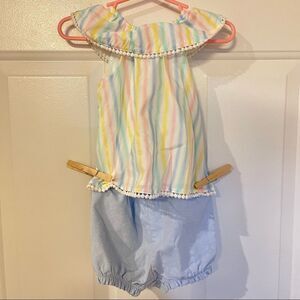 Little Me outfit 9M pastel color w top & shorts NWOT light blue shorts w top